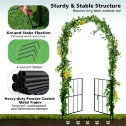 Costway Garden Arch Arbor Trellis With Gate 7.5 Ft Patio Archway Pergola For Wedding -Garden Furniture Store GUEST b970d1b5 4764 4477 8a3a 4f28cc8b44cd