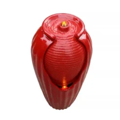 Teamson Home Indoor/Outdoor Contemporary Vase Water Fountain With LED Lights, Red -Garden Furniture Store GUEST b9c868f0 8004 432c 9256 e5d539587b23