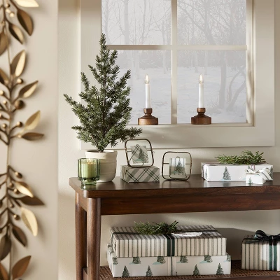 7"x3" Flameless Christmas Window Candle With Wood Base - Hearth & Hand™ With Magnolia 2 7"x3" Flameless Christmas Window Candle With Wood Base - Hearth & Hand™ With Magnolia - Image 2