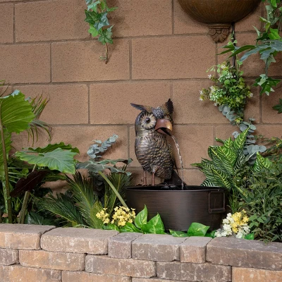 23" Iron Owl Fountain Brown - Alpine Corporation 1 23" Iron Owl Fountain Brown - Alpine Corporation