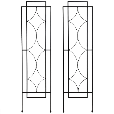 Sunnydaze Decorative Steel Metal Chic Diamonds Design Garden Trellis - Black - 2-Pack 6 Sunnydaze Decorative Steel Metal Chic Diamonds Design Garden Trellis - Black - 2-Pack - Image 6