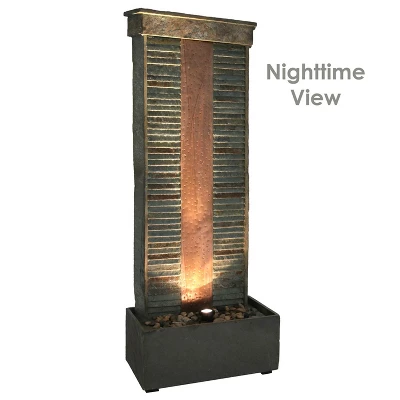 Sunnydaze Decor Sunnydaze 48"H Electric Natural Slate With Copper Accents Rippled Column Outdoor Water Fountain With LED Spotlight 5 Sunnydaze Decor Sunnydaze 48"H Electric Natural Slate With Copper Accents Rippled Column Outdoor Water Fountain With LED Spotlight - Image 5