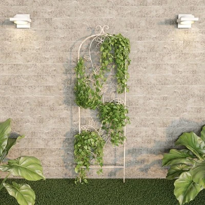 Garden Trellis- For Climbing Plants- Decorative Flower Stem Metal Panel-For Vines, Roses, Vegetable Plants & Flowers By Pure Garden (Antique White) 2 Garden Trellis- For Climbing Plants- Decorative Flower Stem Metal Panel-For Vines, Roses, Vegetable Plants & Flowers By Pure Garden (Antique White) - Image 2
