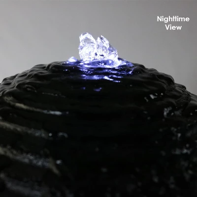 Sunnydaze Decor Sunnydaze Outdoor Polyresin Solar Powered Pedestal And Ball Modern Water Fountain With LED Lights - 31" 2 Sunnydaze Decor Sunnydaze Outdoor Polyresin Solar Powered Pedestal And Ball Modern Water Fountain With LED Lights - 31" - Image 2