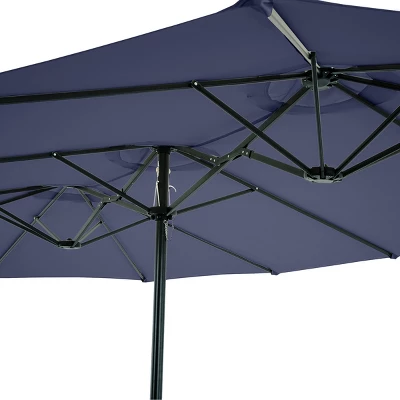 Extra Large Outdoor Umbrella - 15 Ft Double Patio Shade With Easy Hand Crank For Outdoor Furniture, Deck, Backyard, Or Pool By Pure Garden (Navy) 8 Extra Large Outdoor Umbrella - 15 Ft Double Patio Shade With Easy Hand Crank For Outdoor Furniture, Deck, Backyard, Or Pool By Pure Garden (Navy) - Image 8