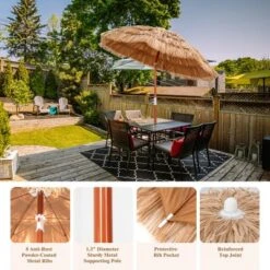 Costway Patio 6FT Tropical Thatched Tiki Beach Umbrella Portable Outdoor Market Tilt -Garden Furniture Store GUEST c28d838f b3c2 4640 b62a 8c14476b80b0