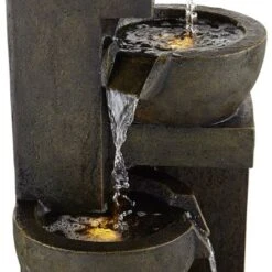 John Timberland Outdoor Floor Water Fountain With Light LED 41 1/2" High Cascading Bowls For Yard Garden Patio Deck Home -Garden Furniture Store GUEST c2d2a8bb 36ea 4de5 96cf ba307764a14a