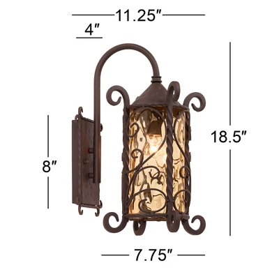John Timberland Casa Seville Vintage Rustic Outdoor Wall Light Fixture Dark Walnut Scroll 18 1/2" Champagne Hammered Glass For Post Exterior Barn Deck 5 John Timberland Casa Seville Vintage Rustic Outdoor Wall Light Fixture Dark Walnut Scroll 18 1/2" Champagne Hammered Glass For Post Exterior Barn Deck - Image 5