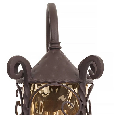 John Timberland Casa Seville Vintage Rustic Outdoor Wall Light Fixture Dark Walnut Scroll 18 1/2" Champagne Hammered Glass For Post Exterior Barn Deck 3 John Timberland Casa Seville Vintage Rustic Outdoor Wall Light Fixture Dark Walnut Scroll 18 1/2" Champagne Hammered Glass For Post Exterior Barn Deck - Image 3