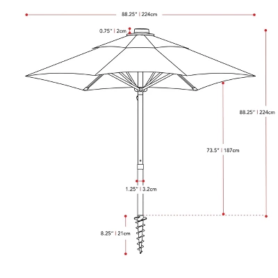 7.5' UV And Wind Resistant Beach/Patio Umbrella - CorLiving 5 7.5' UV And Wind Resistant Beach/Patio Umbrella - CorLiving - Image 5