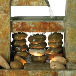 John Timberland Zigzag Zen Modern Cascading Indoor Tabletop Water Fountain With Light 17 1/4" For Table Office Desk Home Bedroom House Living Room -Garden Furniture Store GUEST c44c6ffb 83a6 4b77 bc8a ac026f868f0d