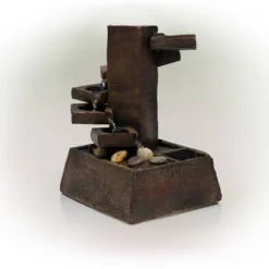 11" Resin Tiered Stone Eternity Tabletop Fountain Brown - Alpine Corporation -Garden Furniture Store GUEST c7f18b80 8bfd 4135 b2fe 01cc8ac4f16d