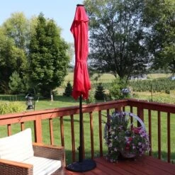 Sunnydaze Decor Sunnydaze Solar Outdoor Half Patio Umbrella With LED Lights And Crank - 9' 20 Sunnydaze Decor Sunnydaze Solar Outdoor Half Patio Umbrella With LED Lights And Crank - 9' -Garden Furniture Store GUEST c9f837c8 d485 4ed9 88ea 05aef64bcc73