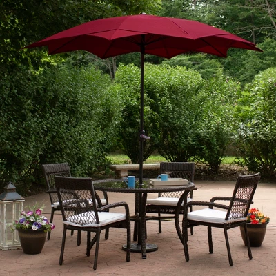 Northlight 8.85ft Outdoor Patio Lotus Umbrella With Hand Crank, Burgundy 1 Northlight 8.85ft Outdoor Patio Lotus Umbrella With Hand Crank, Burgundy