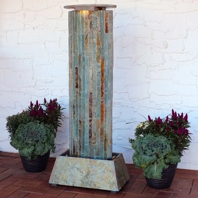 Sunnydaze Decor Sunnydaze 49"H Electric Natural Slate Tower Column Indoor/Outdoor Water Fountain With LED Light 1 Sunnydaze Decor Sunnydaze 49"H Electric Natural Slate Tower Column Indoor/Outdoor Water Fountain With LED Light