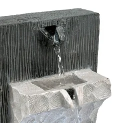 14" Modern Cascading Tabletop Fountain With LED Lights Gray - Alpine Corporation -Garden Furniture Store GUEST cc3ca7f8 13b6 43a7 a728 efa476045ba4