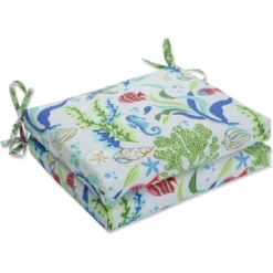 2pc Outdoor/Indoor Squared Corners Seat Cushions Coral Bay Blue - Pillow Perfect 10 2pc Outdoor/Indoor Squared Corners Seat Cushions Coral Bay Blue - Pillow Perfect -Garden Furniture Store GUEST cd669ea0 aebe 4982 9eee b3aecbdb8b01