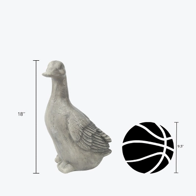 LuxenHome 18" Gray MgO Duck Garden Statue 5 LuxenHome 18" Gray MgO Duck Garden Statue - Image 5