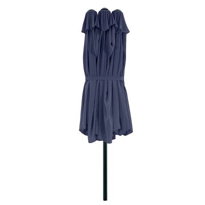 Extra Large Outdoor Umbrella - 15 Ft Double Patio Shade With Easy Hand Crank For Outdoor Furniture, Deck, Backyard, Or Pool By Pure Garden (Navy) 4 Extra Large Outdoor Umbrella - 15 Ft Double Patio Shade With Easy Hand Crank For Outdoor Furniture, Deck, Backyard, Or Pool By Pure Garden (Navy) - Image 4