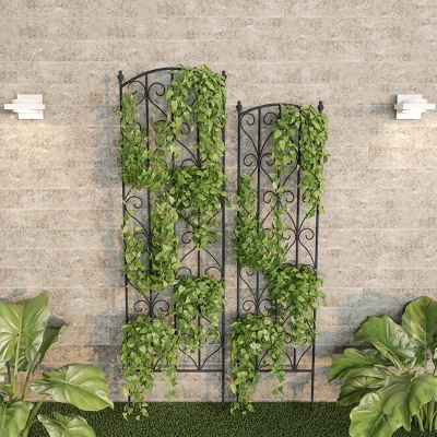 Garden Trellis - Set Of 2 Metal Panels With Decorative Scrolls - Fencing For Climbing Vines, Roses, Potted Plants, And Flowers By Pure Garden (Black) 6 Garden Trellis - Set Of 2 Metal Panels With Decorative Scrolls - Fencing For Climbing Vines, Roses, Potted Plants, And Flowers By Pure Garden (Black) - Image 6