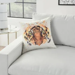 18"x18" Reversible Indoor/Outdoor Tiger And Chevron Print Square Throw Pillow - Mina Victory -Garden Furniture Store GUEST d0dfcfaf 532f 45d4 ab31 b34c3ff646e1