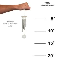 Woodstock Wind Chimes For Outside, Garden Décor, Outdoor & Patio Décor, Woodstock White Marble Chime Silver Wind Chimes -Garden Furniture Store GUEST d1583a22 257c 46e0 837a 23bf1312fc5f