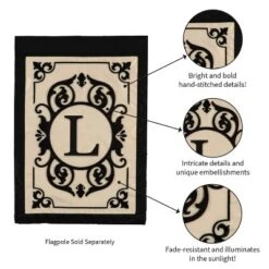 Evergreen Flag Cambridge Chic Letter L Monogram Applique Garden Flag - 12.5" Wide X 18" High -Garden Furniture Store GUEST d17001fb 9264 4218 b5fc 08cd840e4195