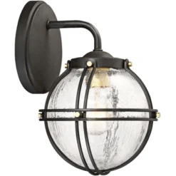Minka Lavery Mid Century Modern Outdoor Wall Light Fixture Black 10 1/4" Round Glass Shade For Post Exterior Deck Porch Yard Patio