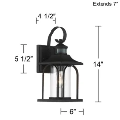 John Timberland Adaes Mission Outdoor Wall Light Fixture Textured Black Motion Sensor 14 1/4" Clear Glass For Post Exterior Barn Deck House Porch Yard 11 John Timberland Adaes Mission Outdoor Wall Light Fixture Textured Black Motion Sensor 14 1/4" Clear Glass For Post Exterior Barn Deck House Porch Yard -Garden Furniture Store GUEST d2c84cc2 b928 409c a2cd b6ac280c49a0
