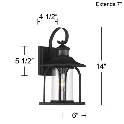 John Timberland Adaes Mission Outdoor Wall Light Fixture Textured Black Motion Sensor 14 1/4" Clear Glass For Post Exterior Barn Deck House Porch Yard 6 John Timberland Adaes Mission Outdoor Wall Light Fixture Textured Black Motion Sensor 14 1/4" Clear Glass For Post Exterior Barn Deck House Porch Yard - Image 6