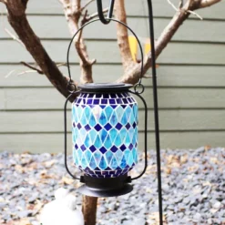 Sunnydaze Decor Sunnydaze Solar LED Outdoor Cool Blue Mosaic Lantern - 8.5" -Garden Furniture Store GUEST d6912ef8 66dd 4226 9941 d819cd9cffef