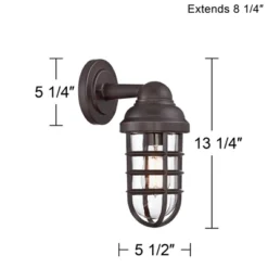 John Timberland Marlowe Industrial Outdoor Wall Light Fixtures Set Of 2 Bronze Metal Cage 13 1/4" Clear Glass For Post Exterior Barn Deck House Porch -Garden Furniture Store GUEST d7d735c2 fc61 4f17 8742 73015409f4de