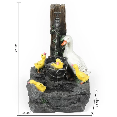LuxenHome Resin Duck Family Bath Outdoor Fountain Garden Fountain 4 LuxenHome Resin Duck Family Bath Outdoor Fountain Garden Fountain - Image 4