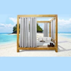 Commonwealth Seascapes Stripes Light Filtering Satiny Look Provide Privacy Grommet Outdoor Panel Pair Alloy Grey -Garden Furniture Store GUEST dc3cc30a 9136 4709 bcba 1c2ff03523ea