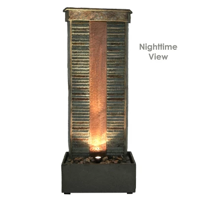 Sunnydaze Decor Sunnydaze 48"H Electric Natural Slate With Copper Accents Rippled Column Outdoor Water Fountain With LED Spotlight 2 Sunnydaze Decor Sunnydaze 48"H Electric Natural Slate With Copper Accents Rippled Column Outdoor Water Fountain With LED Spotlight - Image 2