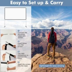 Costway 100'' Projector Screen W/ Stand 16:9 HD 4K Indoor Outdoor Projection Movie Screen -Garden Furniture Store GUEST dff67290 6e2d 4024 b4cd ce25cc5407e3