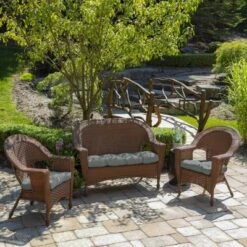 Arden Selections 16" X 41.5" Leala Texture Outdoor Wicker Settee Stone -Garden Furniture Store GUEST e0c36f1f 6351 49cf 8477 c59f421113e8
