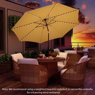 Costway 10 FT 112 LED Solar-Lighted Patio Table Market Umbrella Crank Tilt Outdoor Beige/Coffee/Navy/Wine 2 Costway 10 FT 112 LED Solar-Lighted Patio Table Market Umbrella Crank Tilt Outdoor Beige/Coffee/Navy/Wine - Image 2