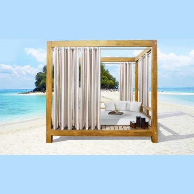 Commonwealth Seascapes Stripes Light Filtering Satiny Look Provide Privacy Grommet Outdoor Panel Pair Linen 4 Commonwealth Seascapes Stripes Light Filtering Satiny Look Provide Privacy Grommet Outdoor Panel Pair Linen - Image 4