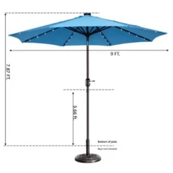 9-Foot Patio Umbrella - Deck Shade With Solar Powered LED Lights, Push Button Tilt, And Fade Resistant, UV Protection Canopy By Villacera (Blue) 9 9-Foot Patio Umbrella - Deck Shade With Solar Powered LED Lights, Push Button Tilt, And Fade Resistant, UV Protection Canopy By Villacera (Blue) -Garden Furniture Store GUEST e3267886 b8d9 47b5 afe4 0f3639c99d01