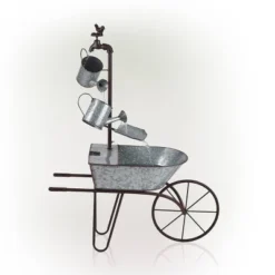 36" Metal Watering Can Wheelbarrow Fountain - Alpine Corporation -Garden Furniture Store GUEST e3a02f6d ac29 4b53 83ad c211d30a2963