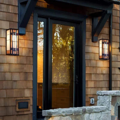 16.25" 1-Light Mission Style Stained Glass Outdoor Wall Sconce - River Of Goods 4 16.25" 1-Light Mission Style Stained Glass Outdoor Wall Sconce - River Of Goods - Image 4