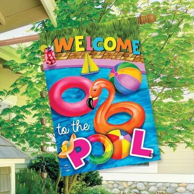 Welcome To The Pool Summer House Flag 28" X 40" Briarwood Lane 2 Welcome To The Pool Summer House Flag 28" X 40" Briarwood Lane - Image 2