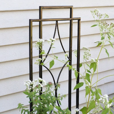 Sunnydaze Decorative Steel Metal Chic Diamonds Design Garden Trellis - Black - 2-Pack 4 Sunnydaze Decorative Steel Metal Chic Diamonds Design Garden Trellis - Black - 2-Pack - Image 4