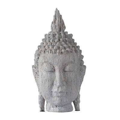 A&B Home Outdoor Decor 12" Meditating Buddha Head Sculpture - Gray 2 A&B Home Outdoor Decor 12" Meditating Buddha Head Sculpture - Gray - Image 2