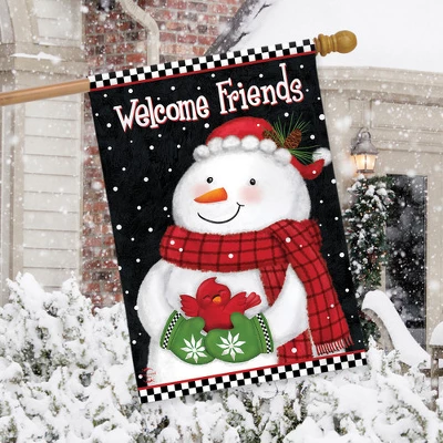 Briarwood Lane Friendly Snowman Winter House Flag Primitive Welcome Cardinal 28" X 40" 2 Briarwood Lane Friendly Snowman Winter House Flag Primitive Welcome Cardinal 28" X 40" - Image 2