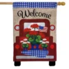 Red Truck Burlap Patriotic House Flag 28" X 40" Briarwood Lane