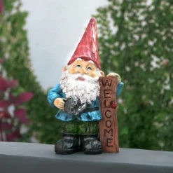 12" Polyresin Gnome Welcome Statue - Alpine Corporation