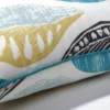 Set Of 2 Leaf Block Outdoor/Indoor Oversized Rectangular Throw Pillows Teal/Citron - Pillow Perfect