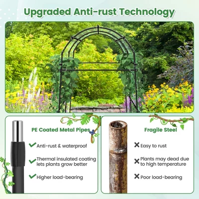 Costway 7.5FT Garden Arch Trellis Outdoor Plant Support Archway For Climbing Vine Flower 4 Costway 7.5FT Garden Arch Trellis Outdoor Plant Support Archway For Climbing Vine Flower - Image 4